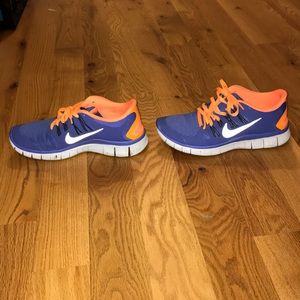 Nike Free 5.0 purple and orange shoes